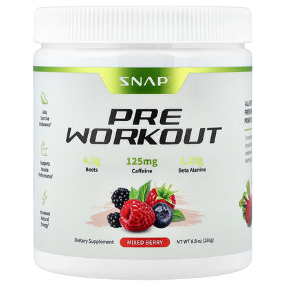 Snap Supplements, Pre Workout, Mixed Berry, 8.8 oz (250 g)