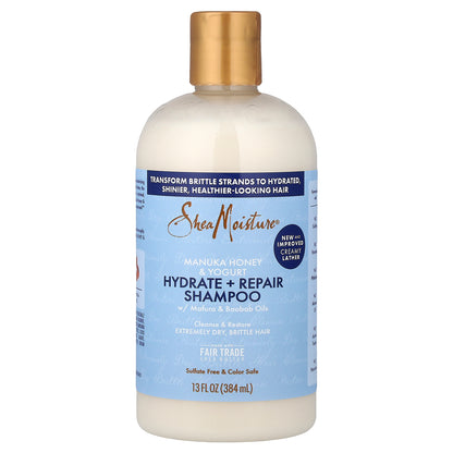 SheaMoisture, Manuka Honey & Yogurt, Hydrate + Repair Shampoo with Mafura & Baobab Oils, 13 fl oz (384 ml)