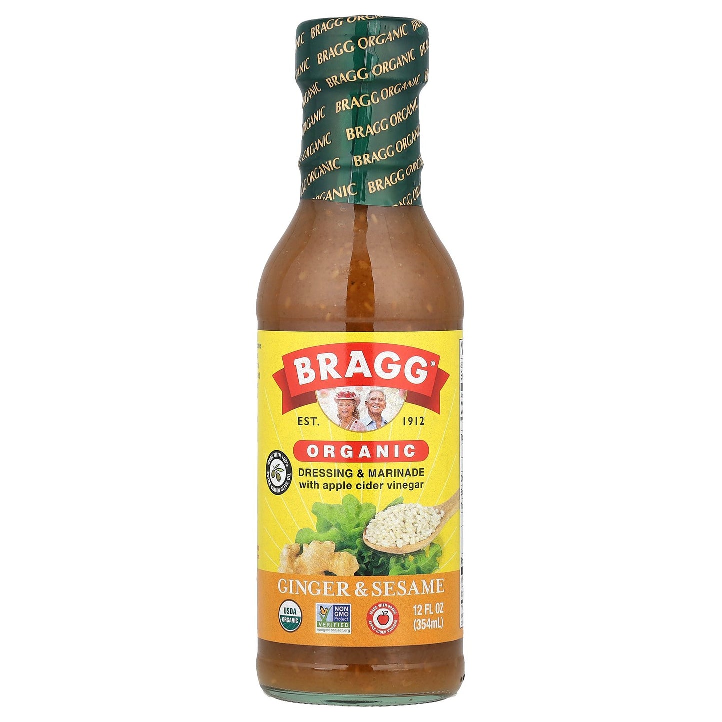 Bragg, Organic Dressing & Marinade with Apple Cider Vinegar, Ginger & Sesame, 12 fl oz (354 ml)
