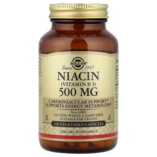 Solgar, Niacin (Vitamin B 3), 500 mg, 100 Vegetable Capsules