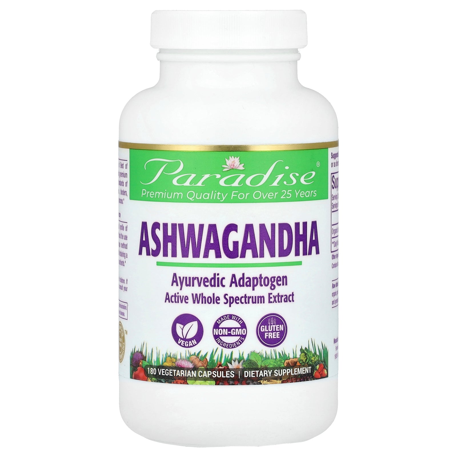 Paradise Herbs, Ashwagandha, 180 Vegetarian Capsules