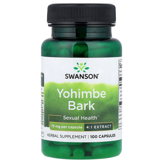 Swanson, Yohimbe Bark, 75 mg, 100 Capsules
