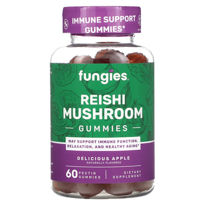 Fungies, Reishi Mushroom Gummies, Delicious Apple, 60 Pectin Gummies