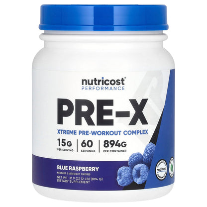 Nutricost, Performance, PRE-X, Xtreme Pre-Workout Complex, Blue Raspberry, 2 lb (894 g)