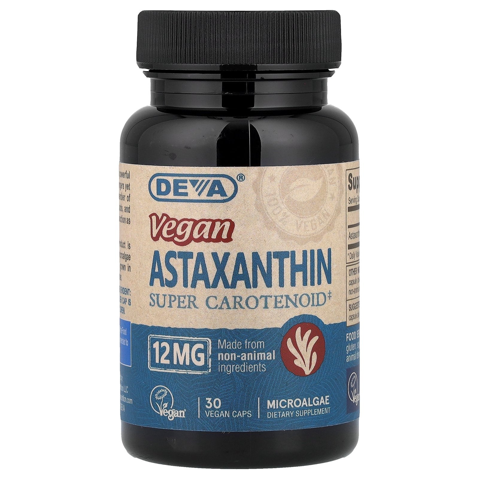 Deva, Vegan Astaxanthin, Super Carotenoid, 12 mg, 30 Vegan Caps