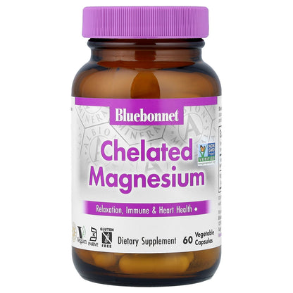 Bluebonnet Nutrition, Chelated Magnesium, 60 Vegetable Capsules (100 mg per Capsule)