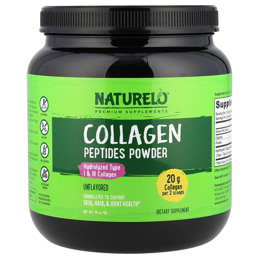 NATURELO, Collagen Peptides Powder, Unflavored, 1 lb (16 oz)