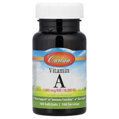 Carlson, Vitamin A, 3,000 mcg RAE (10,000 IU), 100 Soft Gels