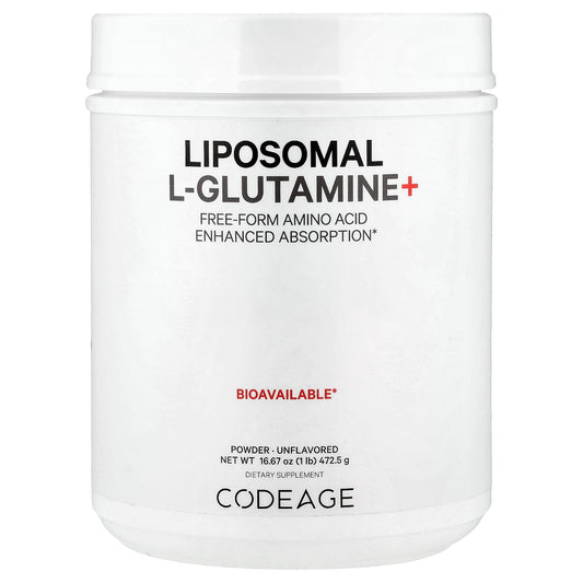 Codeage, Liposomal L-Glutamine+ Powder, Unflavored, 16.67 oz (472.5 g)