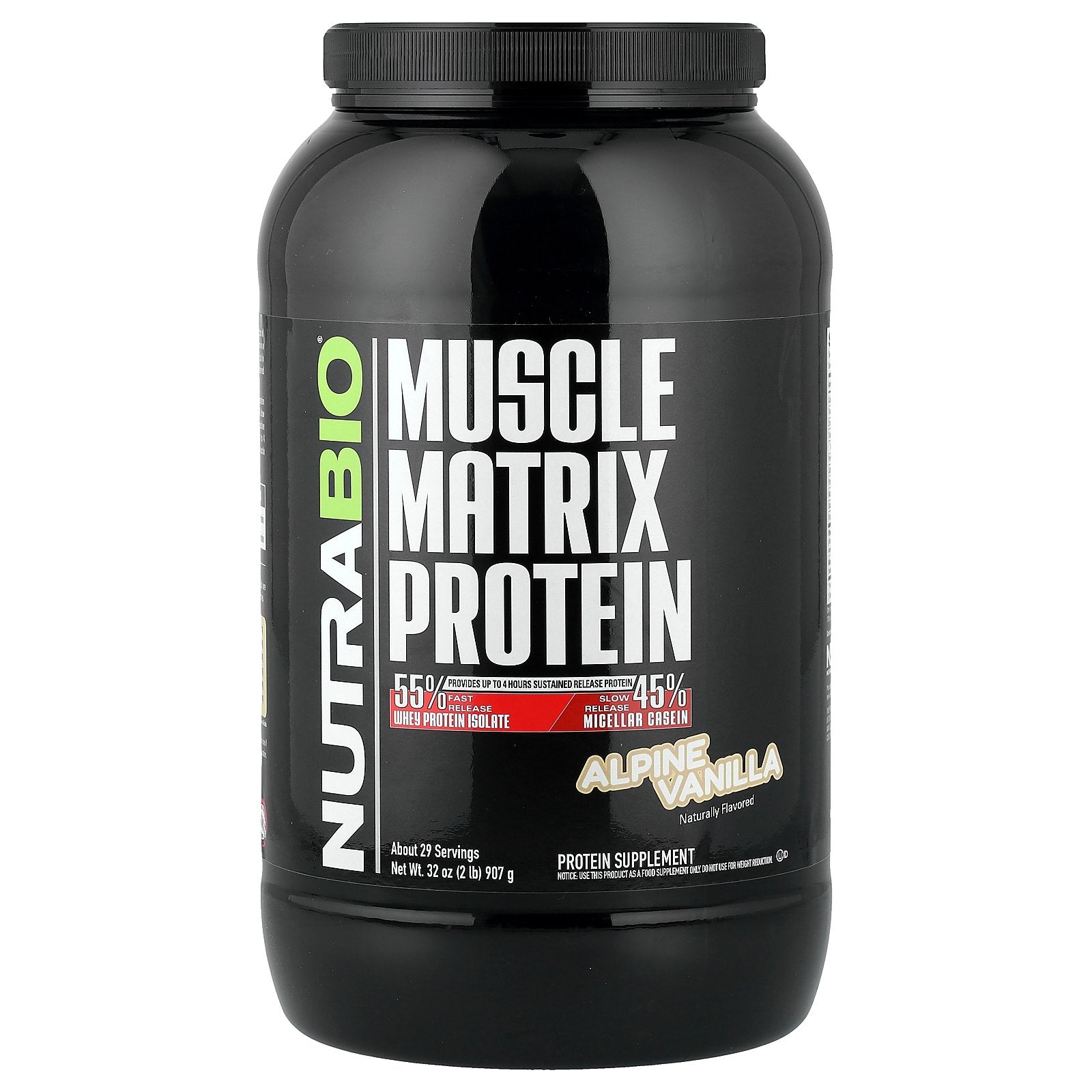 NutraBio, Muscle Matrix Protein, Alpine Vanilla, 2 lb (907 g)