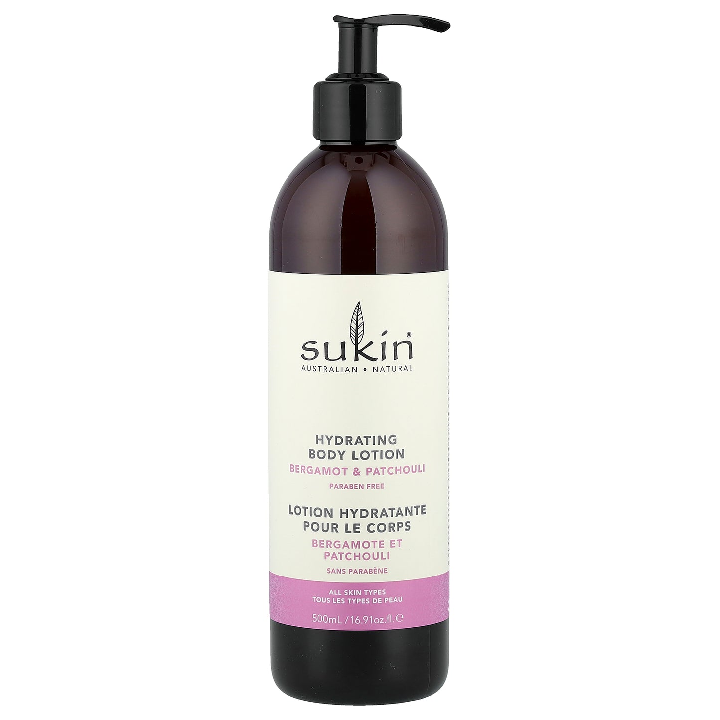 Sukin, Hydrating Body Lotion, Bergamot & Patchouli, 16.91 fl oz (500 ml)
