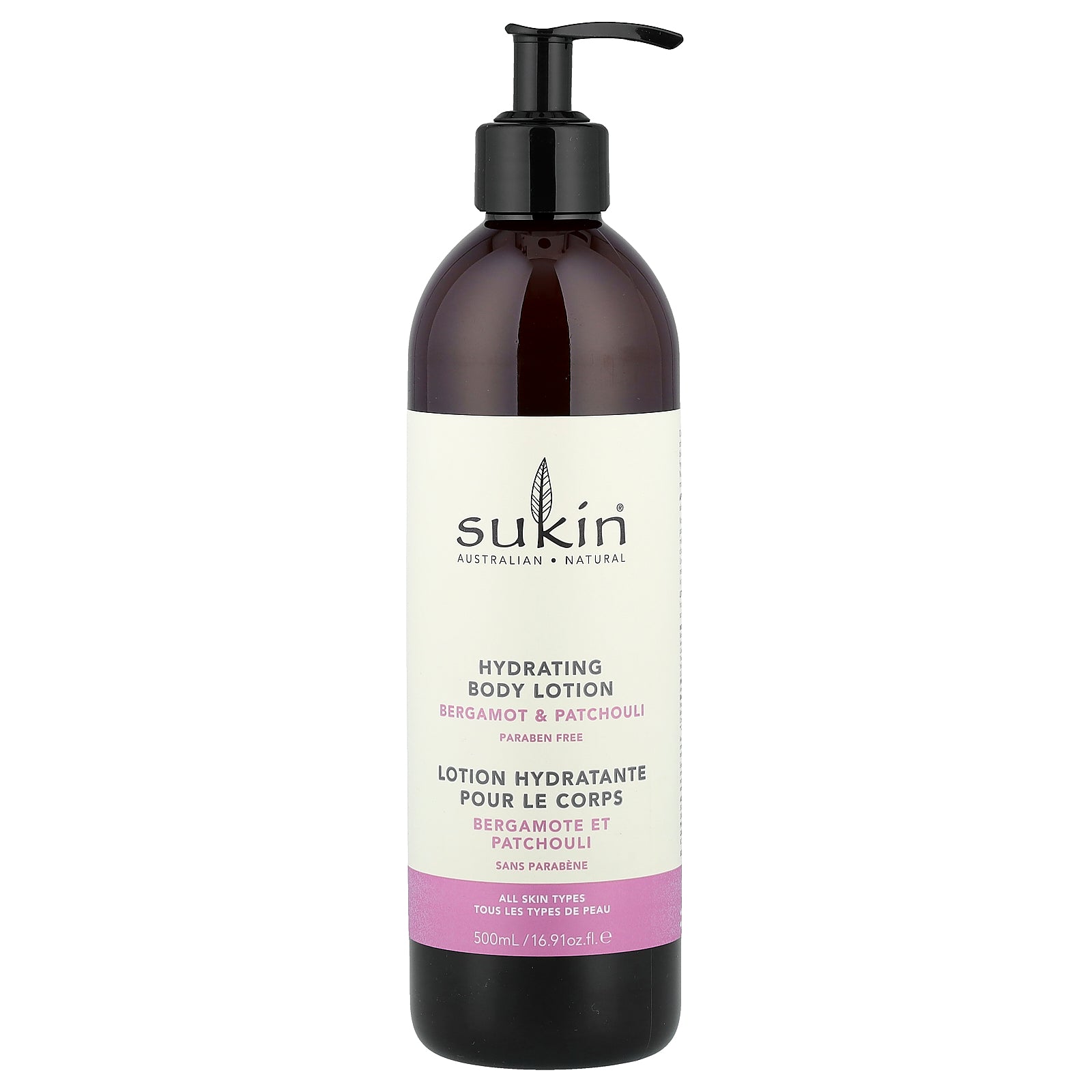 Sukin, Hydrating Body Lotion, Bergamot & Patchouli, 16.91 fl oz (500 ml)