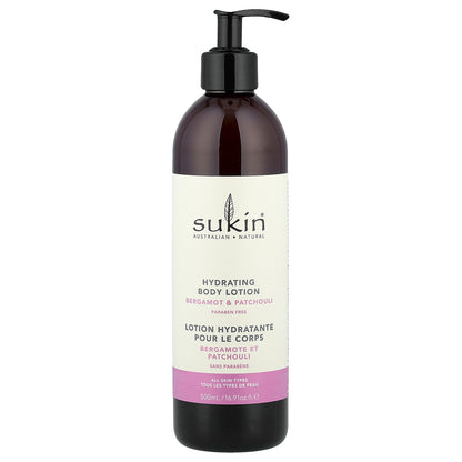 Sukin, Hydrating Body Lotion, Bergamot & Patchouli, 16.91 fl oz (500 ml)