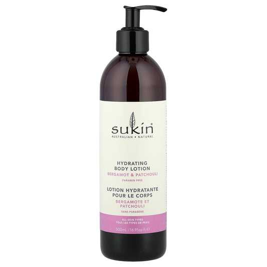 Sukin, Hydrating Body Lotion, Bergamot & Patchouli, 16.91 fl oz (500 ml)