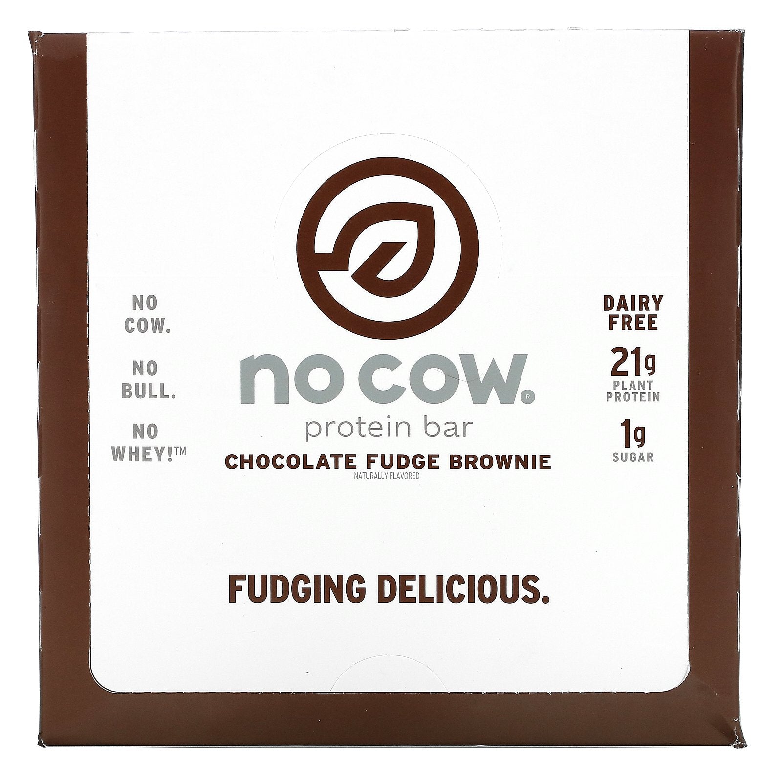 No Cow, Protein Bar, Chocolate Fudge Brownie, 12 Bars, 2.12 oz (60 g) Each