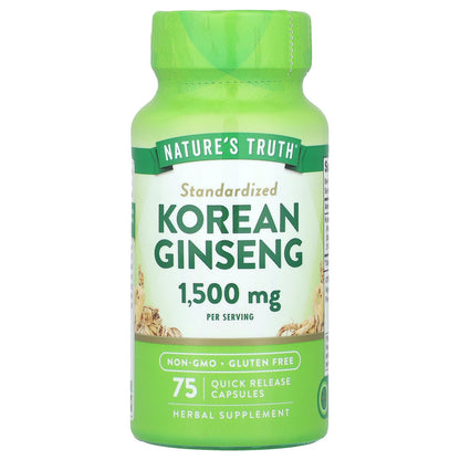 Nature's Truth, Korean Ginseng, 75 Quick Release Capsules (500 mg per Capsule)