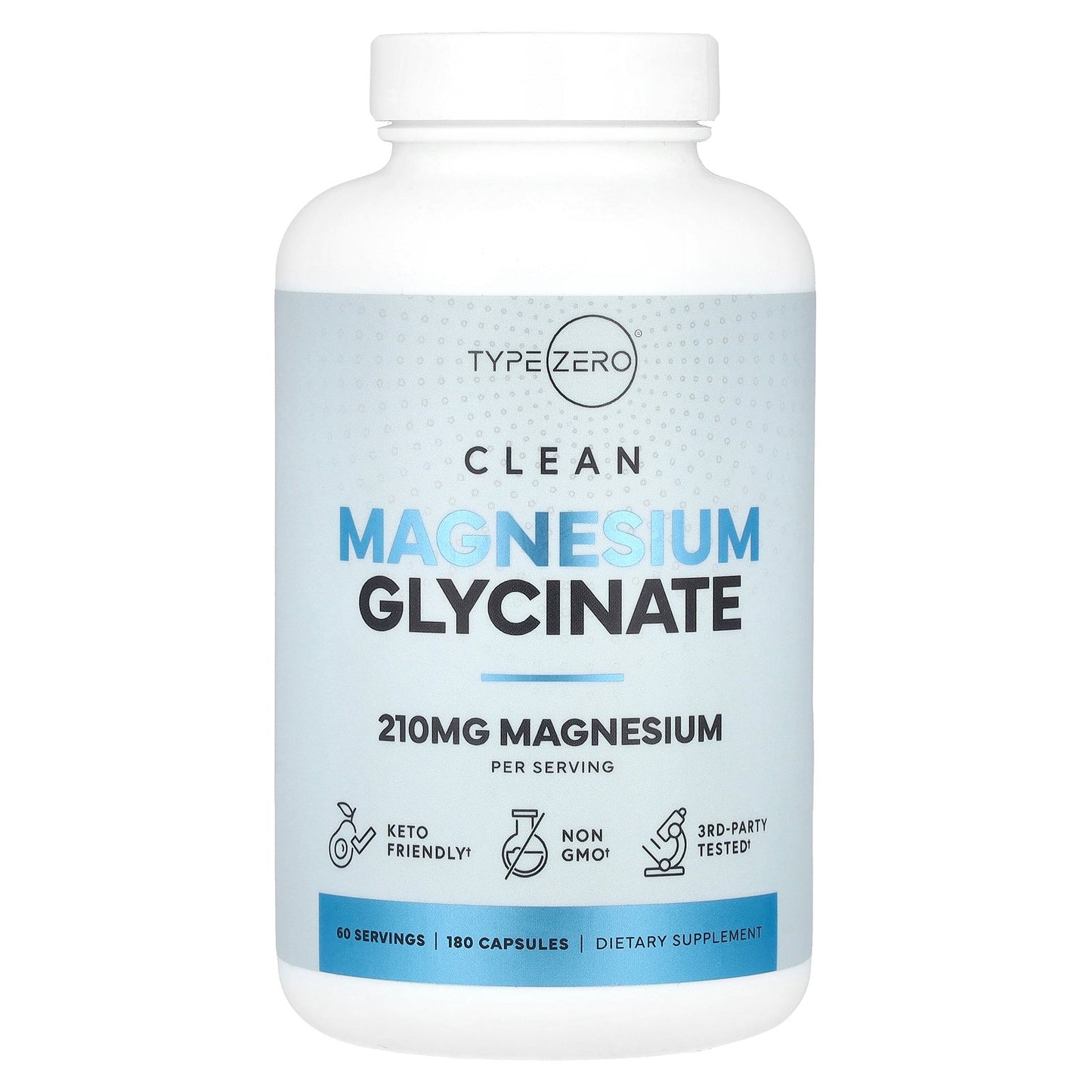 TypeZero, Clean, Magnesium Glycinate, 180 Capsules (70 mg per Capsule)