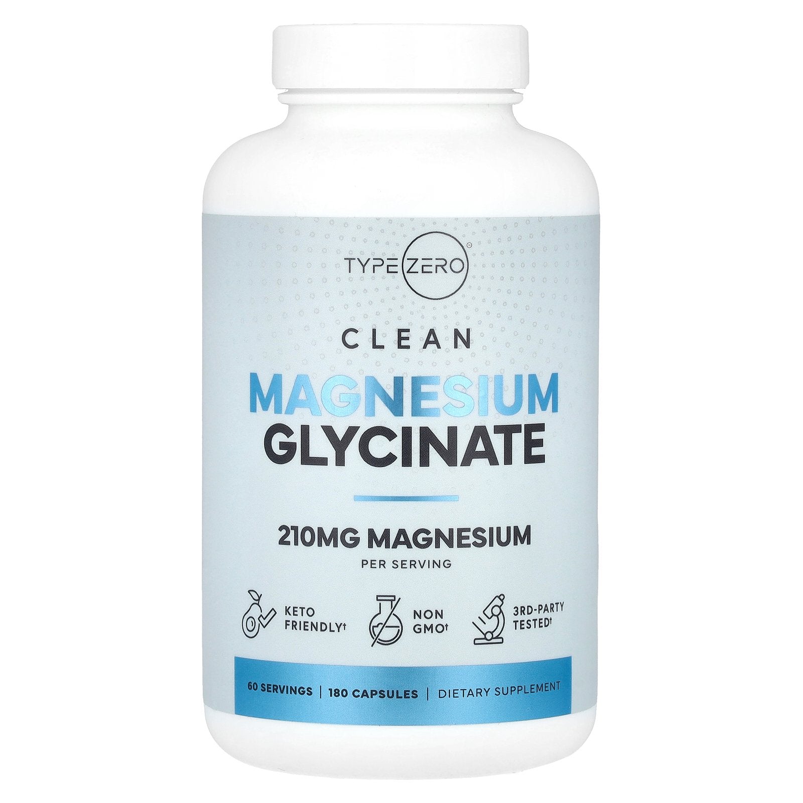TypeZero, Clean, Magnesium Glycinate, 180 Capsules (70 mg per Capsule)