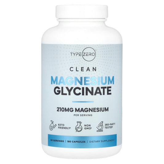 TypeZero, Clean, Magnesium Glycinate, 180 Capsules (70 mg per Capsule)