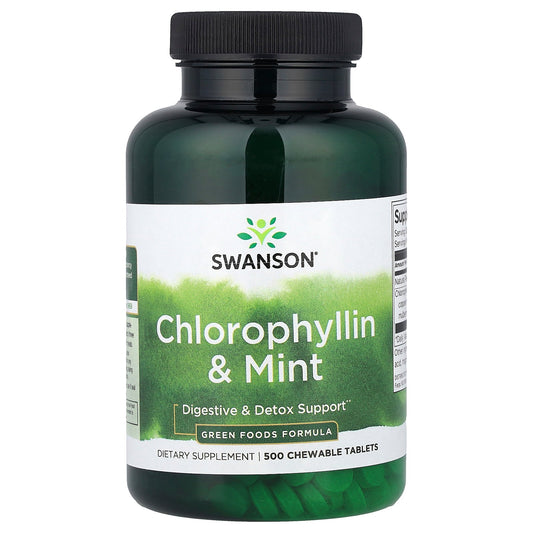 Swanson, Chlorophyllin & Mint, 500 Chewable Tablets