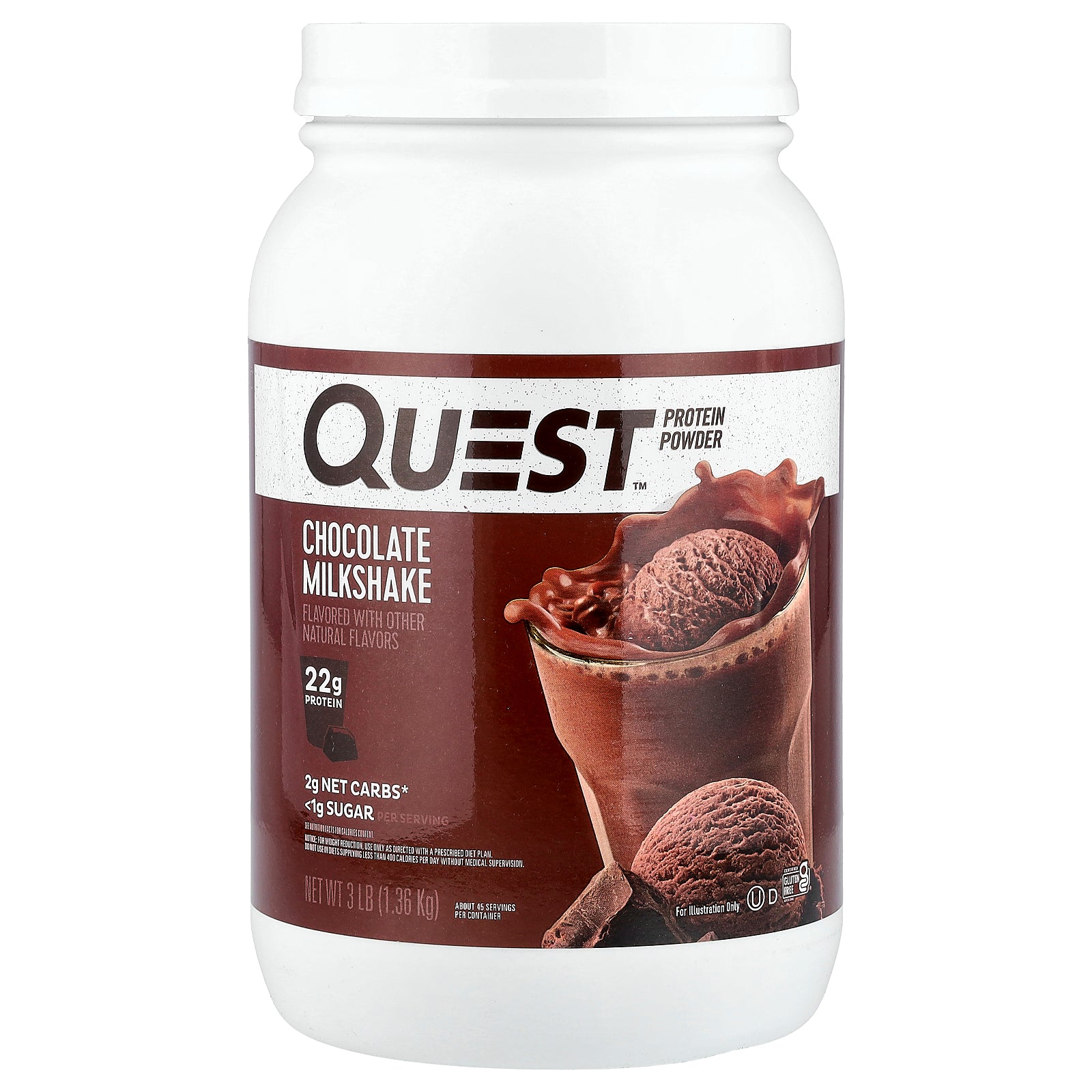 Quest Nutrition, Protein Powder, Chocolate Milkshake, 3 lb (1.36 kg)