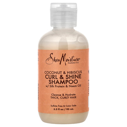 SheaMoisture, Curl & Shine Shampoo, Thick, Curly Hair, Coconut & Hibiscus, 3.2 fl oz (95 ml)