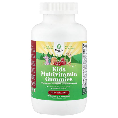 Nature's Craft, Kids Multivitamin Gummies, Strawberry , Raspberry & Orange, 180 Gummies