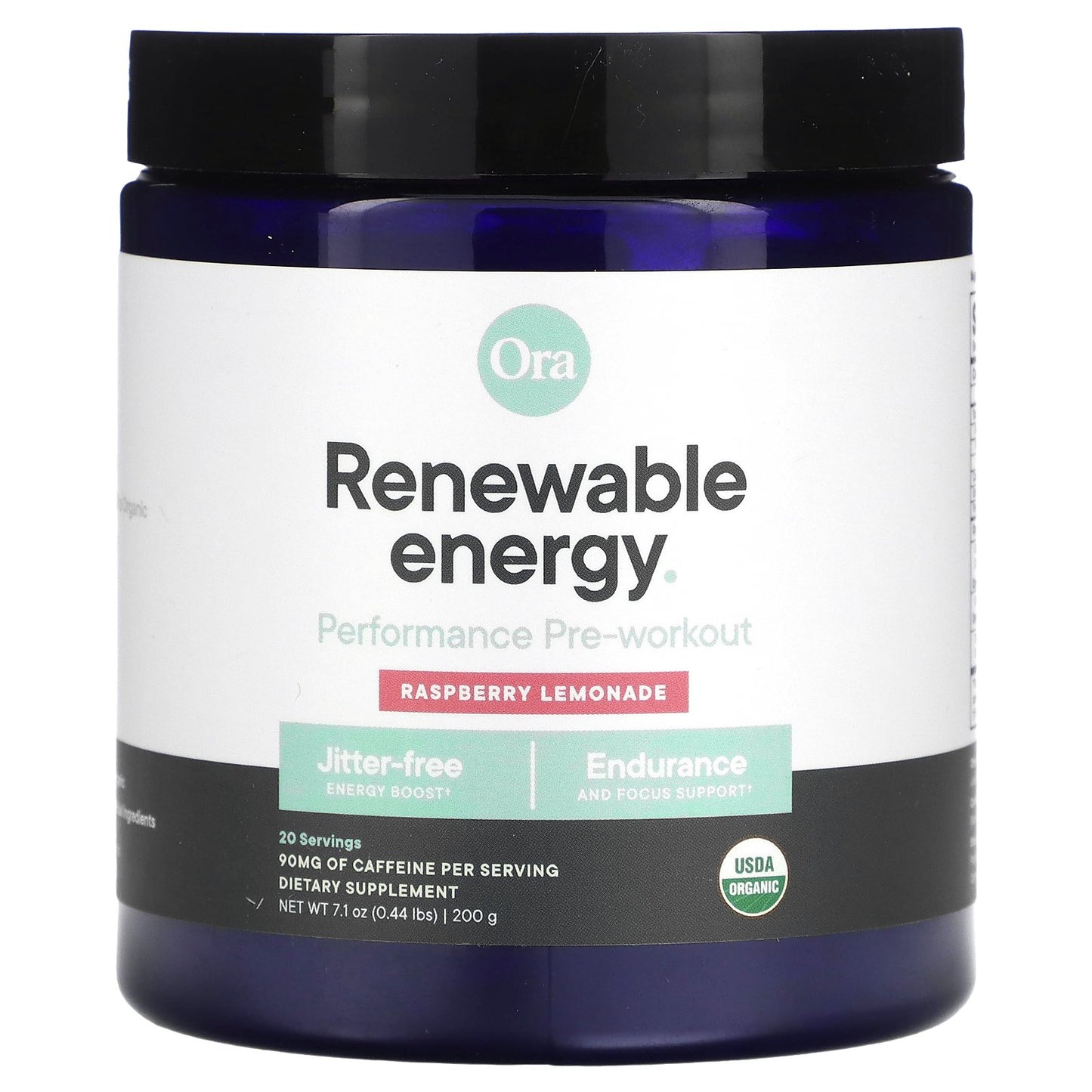 Ora, Renewable Energy, Performance Pre-Workout, Raspberry Lemonade, 7.1 oz (200 g)