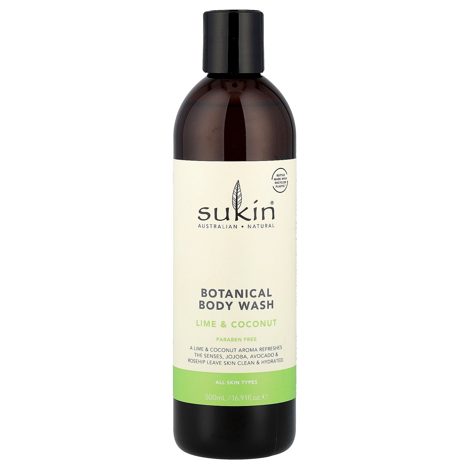 Sukin, Botanical Body Wash, All Skin Types, Lime & Coconut, 16.91 fl oz (500 ml)