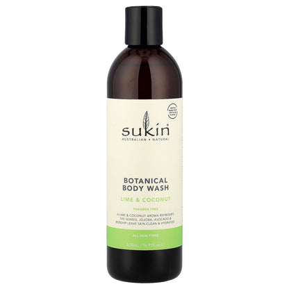 Sukin, Botanical Body Wash, All Skin Types, Lime & Coconut, 16.91 fl oz (500 ml)