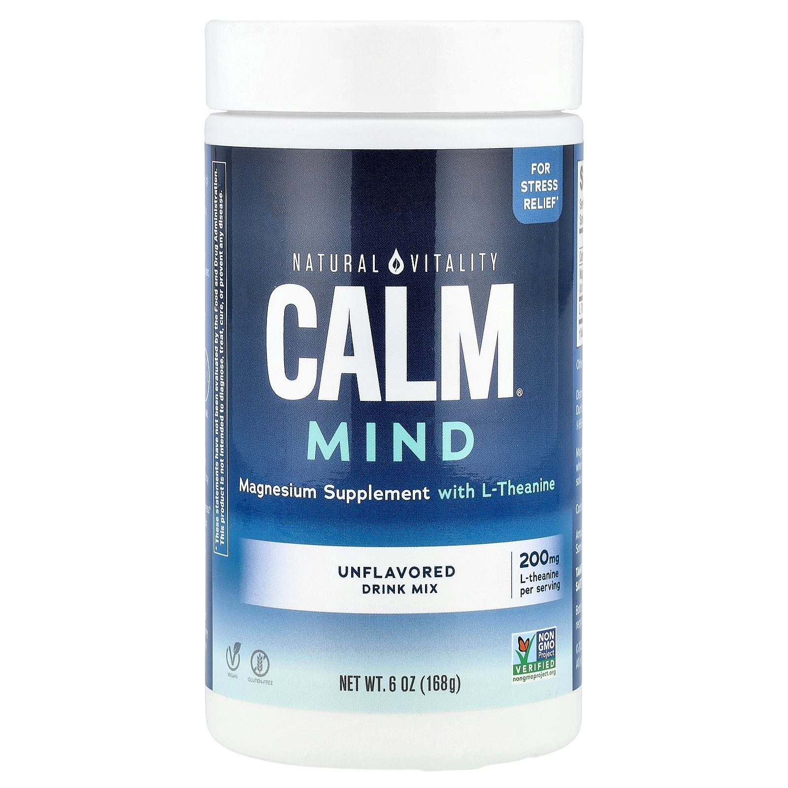 Natural Vitality, CALM® Mind, Magnesium Supplement with L-Theanine Drink Mix, Unflavored, 6 oz (168 g)