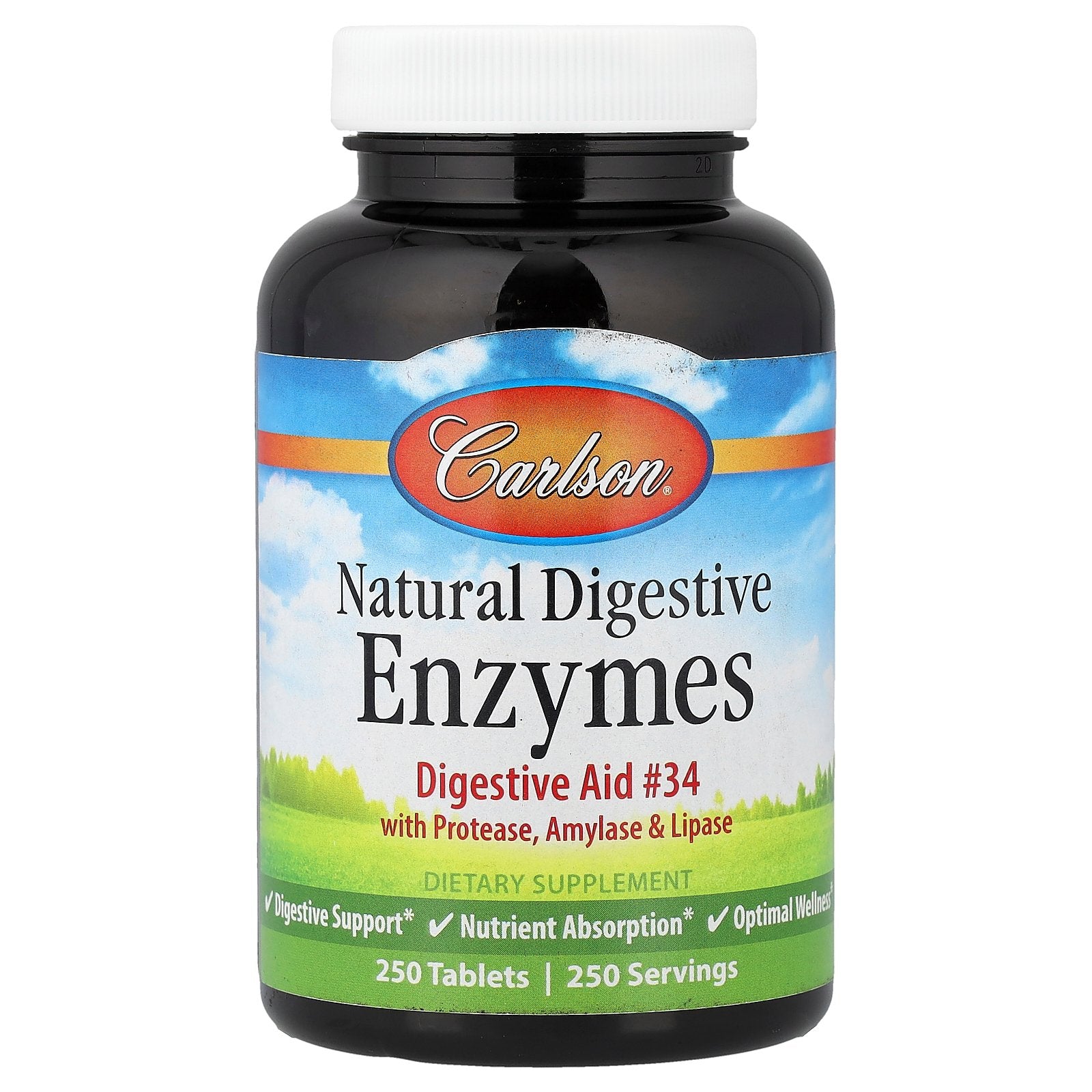 Carlson, Natural Digestive Enzymes with Protease, Amylase & Lipase, 250 Tablets