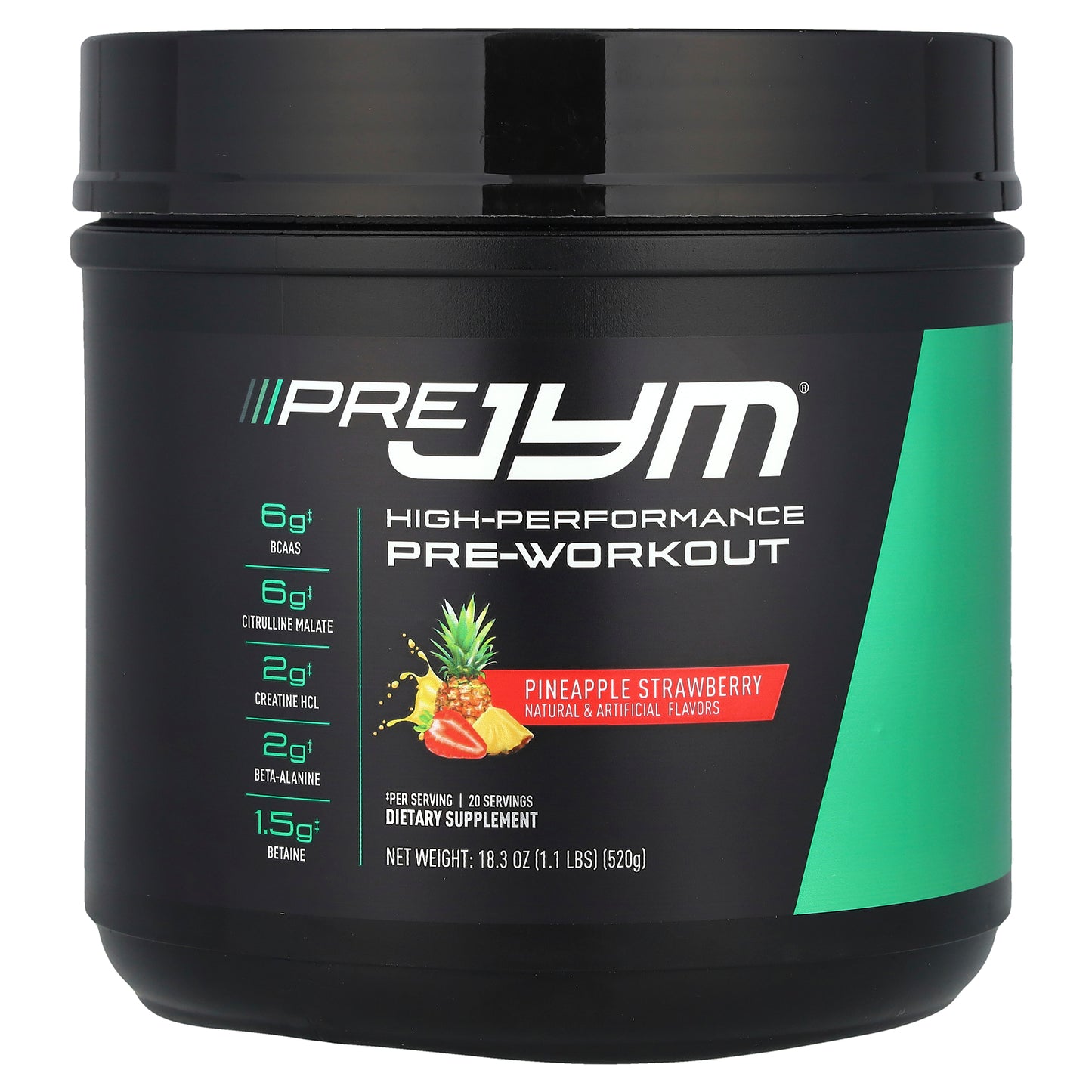 JYM Supplement Science, Pre JYM®, High-Performance Pre-Workout, Pineapple Strawberry, 1.1 lbs (520 g)