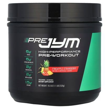 JYM Supplement Science, Pre JYM®, High-Performance Pre-Workout, Pineapple Strawberry, 1.1 lbs (520 g)