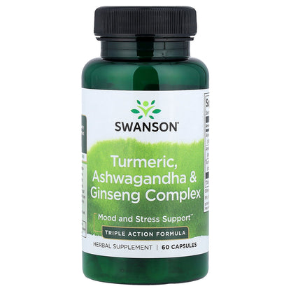 Swanson, Turmeric, Ashwagandha & Ginseng Complex, 60 Capsules