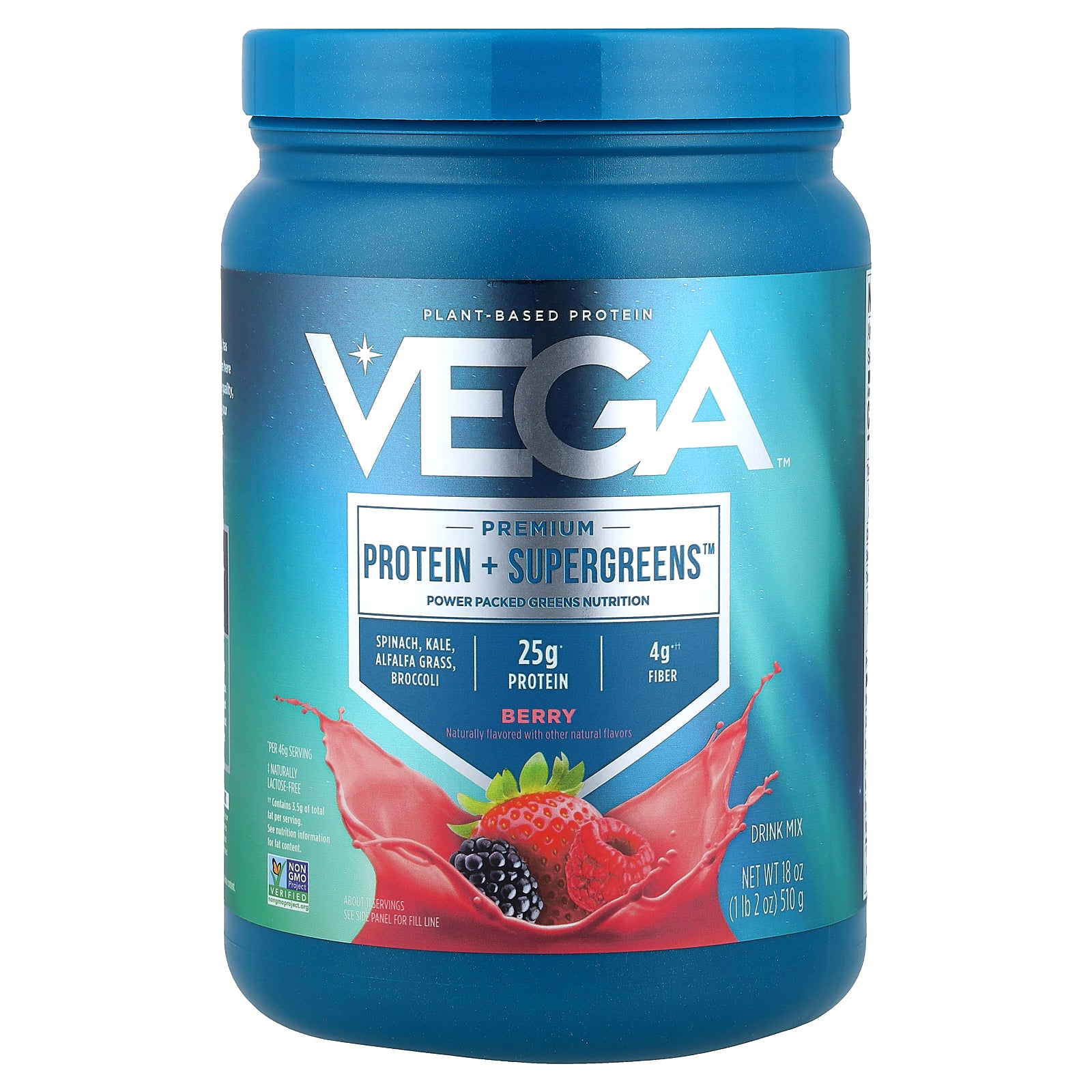 Vega, Premium, Protein + Supergreens™, Mixed Berry, 1 lb 2 oz (510 g)