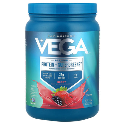 Vega, Premium, Protein + Supergreens™, Mixed Berry, 1 lb 2 oz (510 g)