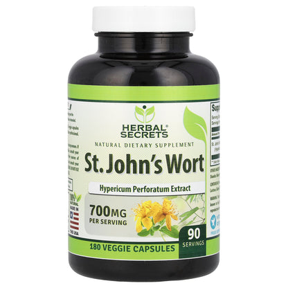 Herbal Secrets, St. John's Wort, 700 mg, 180 Veggie Capsules (350 mg per Capsule)