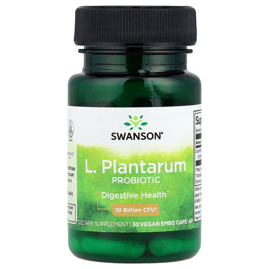 Swanson, L. Plantarum Probiotic, 10 Billion CFU, 30 Vegan EMBO Caps AP