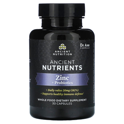 Ancient Nutrition, Zinc + Probiotics, 30 Capsules