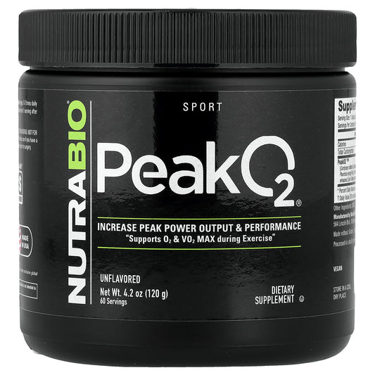 NutraBio, Sport, Peak O2®, Unflavored, 4.2 oz (120 g)