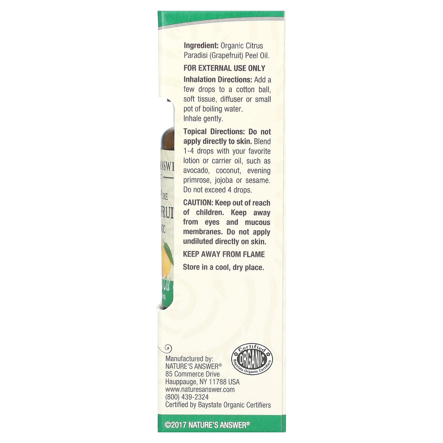 Nature's Answer, 100% Pure Organic Essential Oil, Grapefruit, 0.5 fl oz (15 ml)