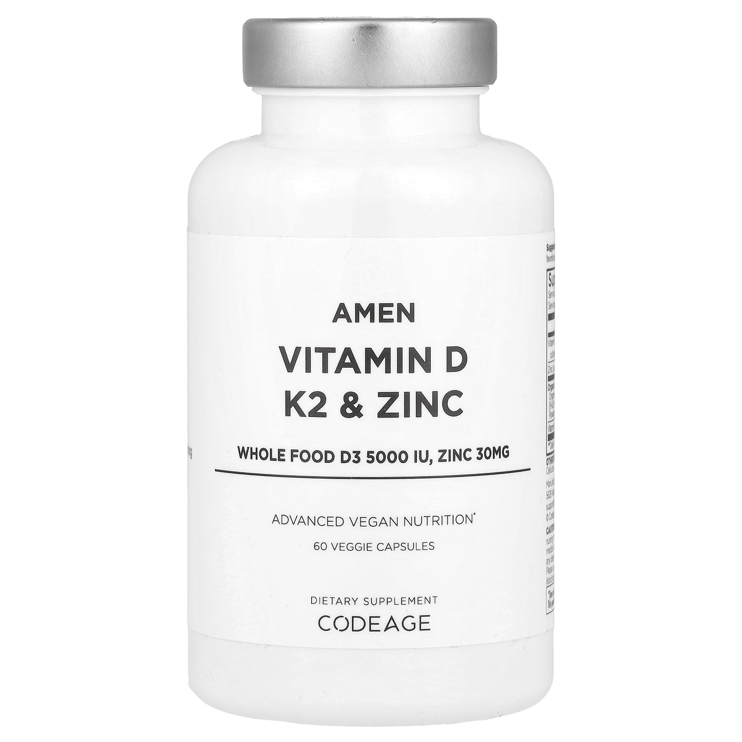 Codeage, Amen, Vitamin D, K2 & Zinc, 60 Veggie Capsules