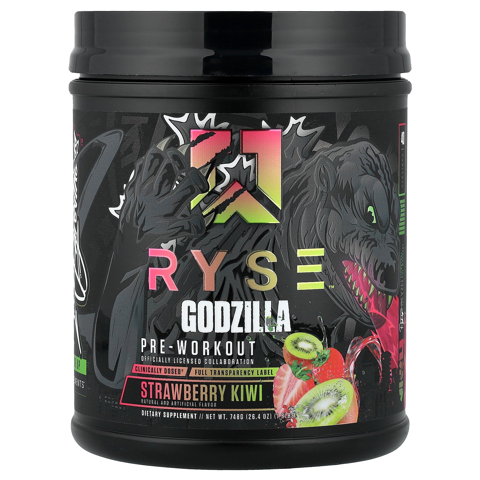 RYSE, Godzilla, Pre-Workout, Strawberry Kiwi, 1.6 lbs (748 g)