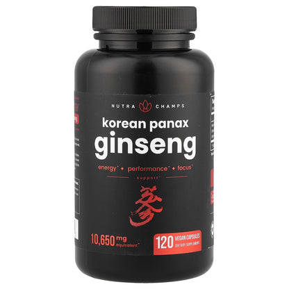 NutraChamps, Korean Panax Ginseng, 120 Vegan Capsules (532.5 mg Capsule Each)
