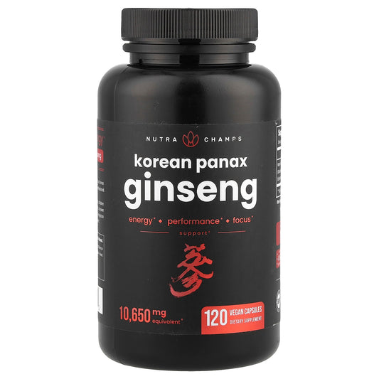 NutraChamps, Korean Panax Ginseng, 120 Vegan Capsules (532.5 mg Capsule Each)