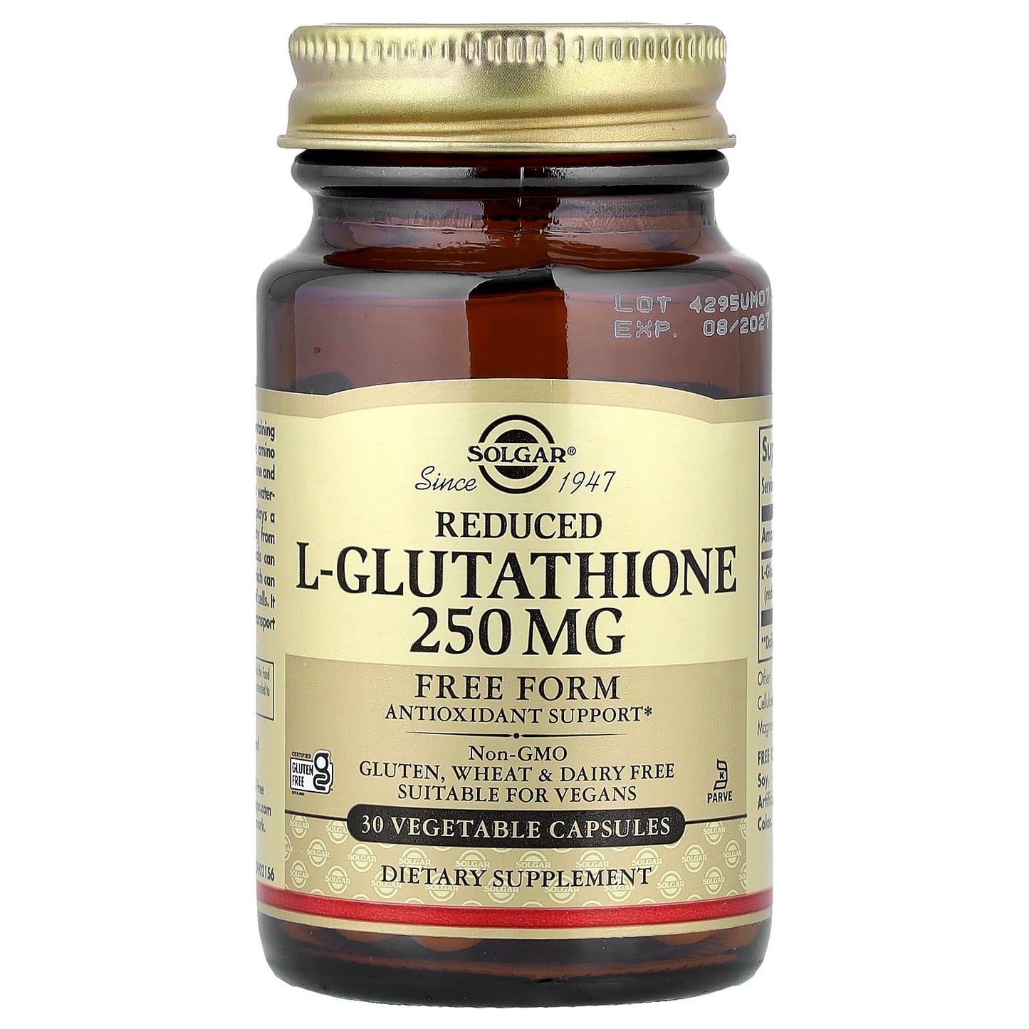 Solgar, Reduced L-Glutathione, 250 mg, 30 Vegetable Capsules