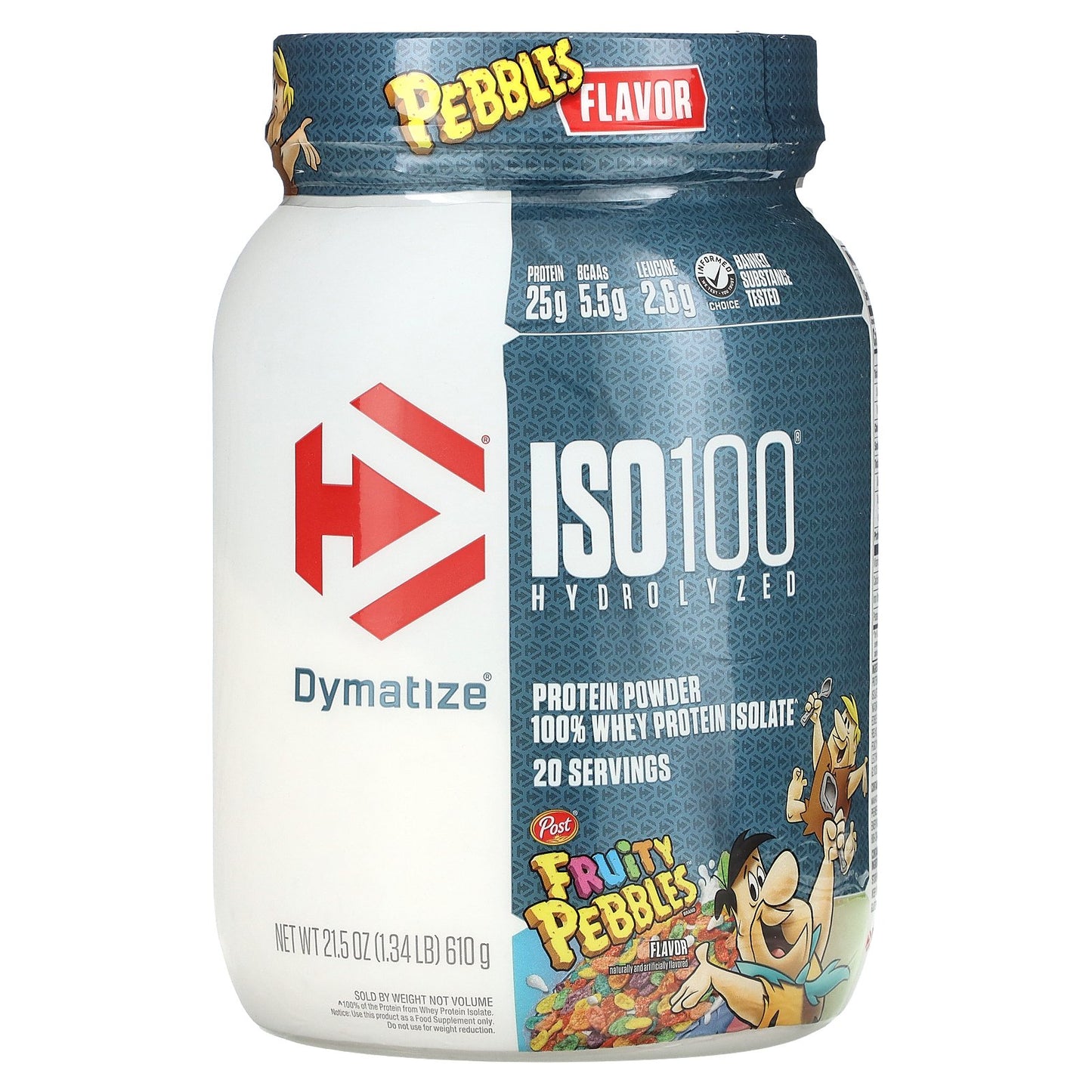 Dymatize, ISO100® Hydrolyzed, 100% Whey Protein Isolate, Fruity Pebbles, 1.34 lbs (610 g)
