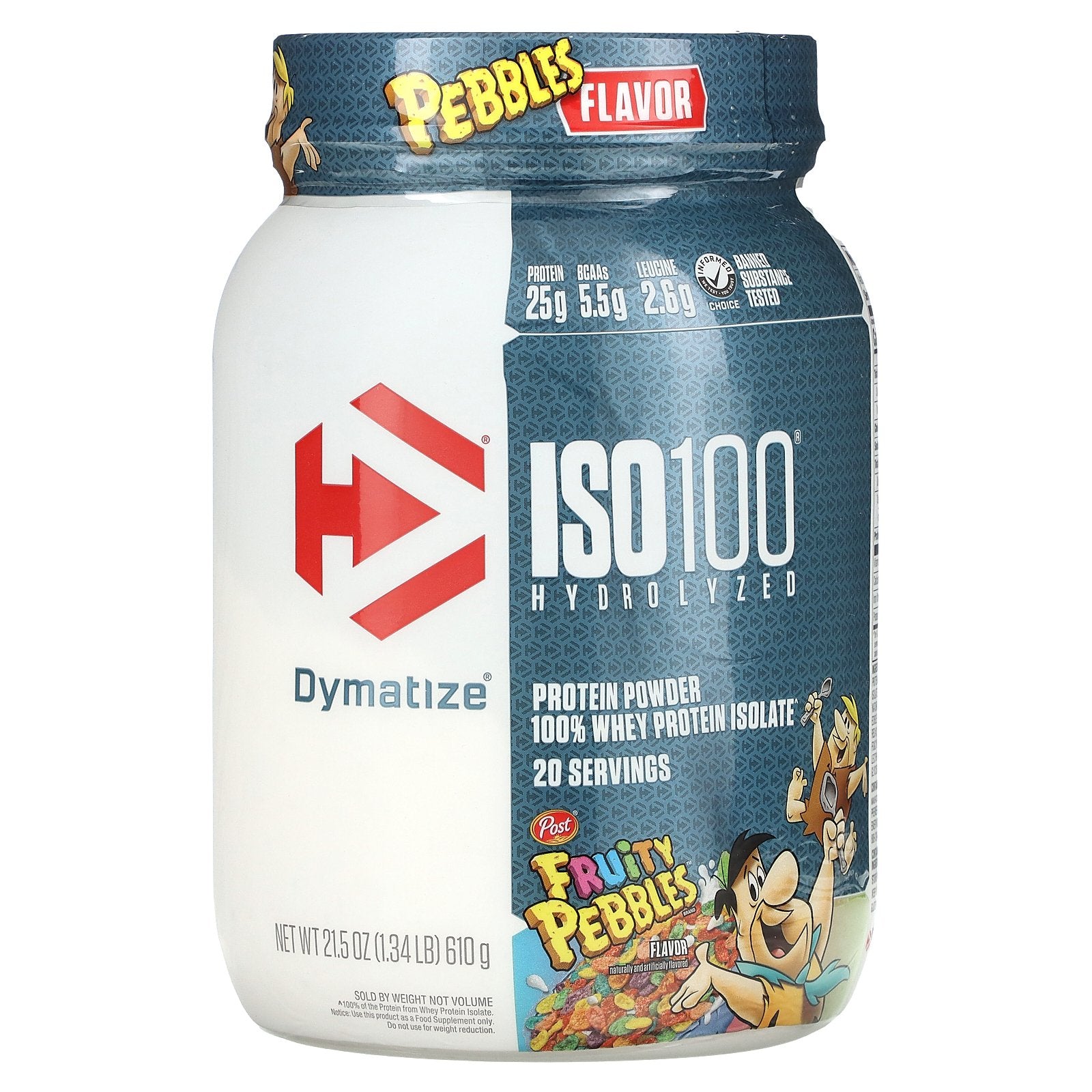 Dymatize, ISO100® Hydrolyzed, 100% Whey Protein Isolate, Fruity Pebbles, 1.34 lbs (610 g)