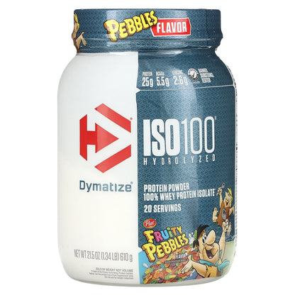 Dymatize, ISO100® Hydrolyzed, 100% Whey Protein Isolate, Fruity Pebbles, 1.34 lbs (610 g)